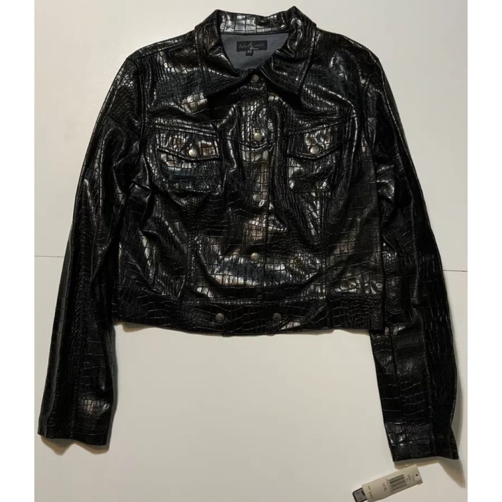 NWT Vintage Y2K Baby Phat Faux Leather Snakeskin Moto Crop JacketSize XL